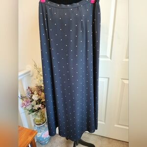 Talbots Black Silk Polka Dot Maxi Skirt, Size 12